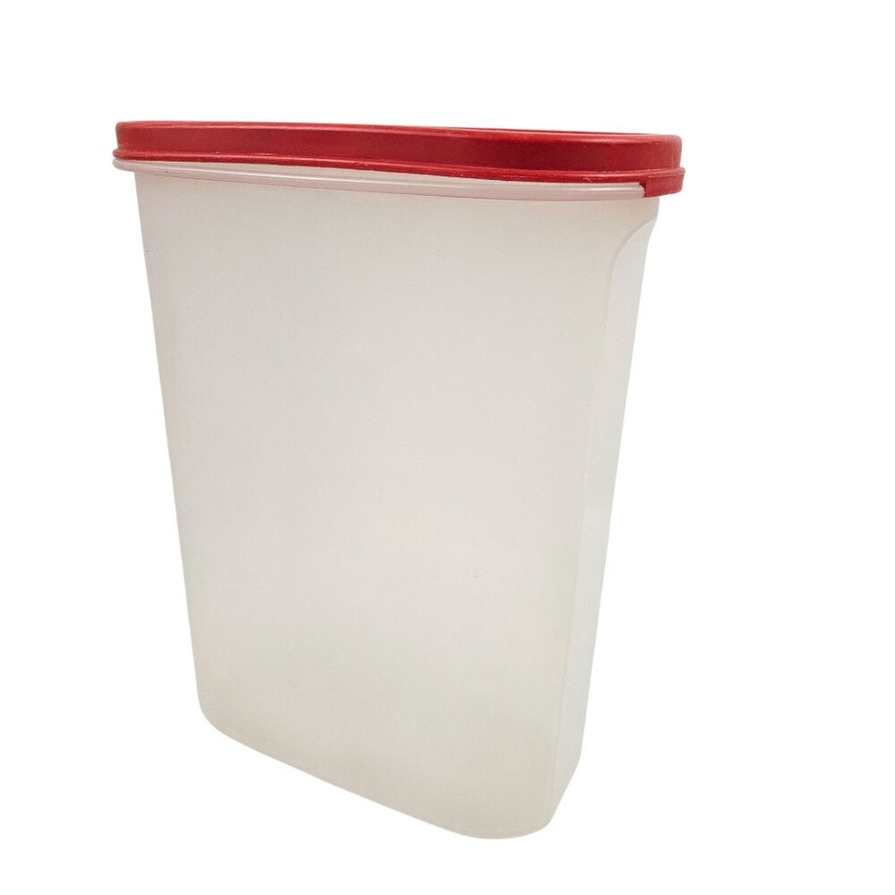 Tupperware Oval Storage Container Red Lid Plastic Airtight Organization 1614